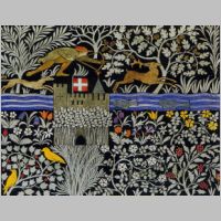 'The Huntsman' textile design by C F A Voysey, produced in 1919..jpg